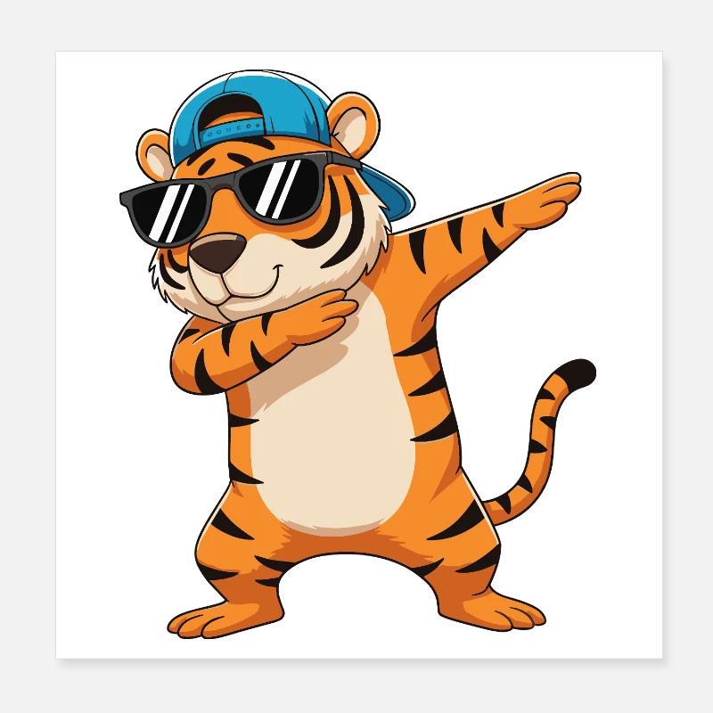 Dessin animé de lunettes de soleil Tigre à Dapping Cool Poster 20 x 20 cm