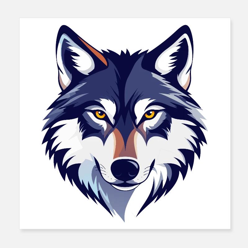 Wolfsblick Wolfskopf Wolf Kopf Motiv Poster 20x20 cm