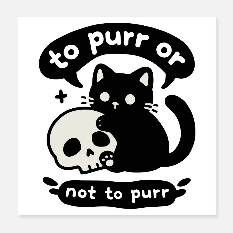 Ronronner ou ne pas ronronner | Chat avec un crâne Poster 20 x 20 cm