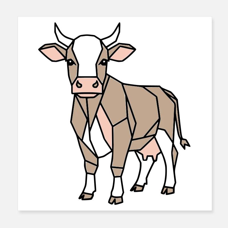 Geometric Cow Low Poly Modern Poster 8" x 8" (20x20 cm)