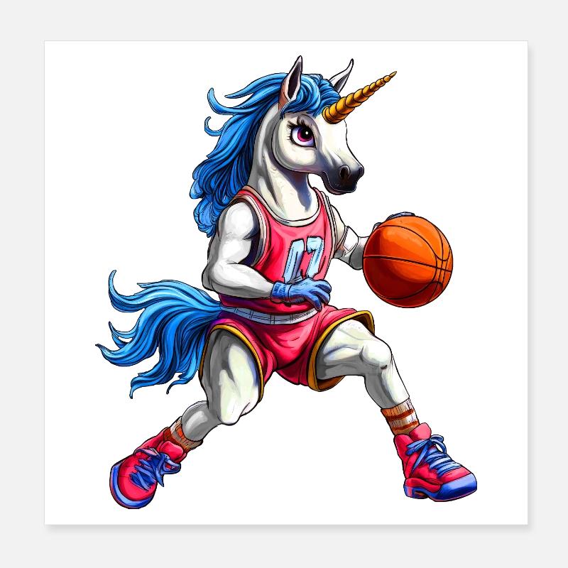 Basketball Einhörner Poster 20x20 cm