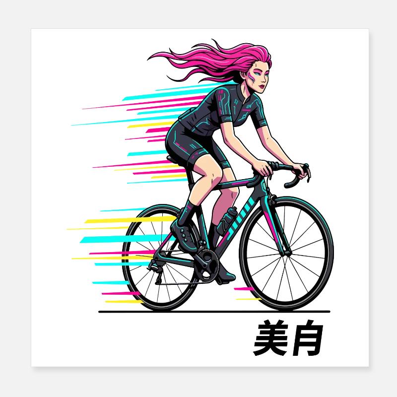 Neon-Sprint-Radfahrer Poster 20x20 cm