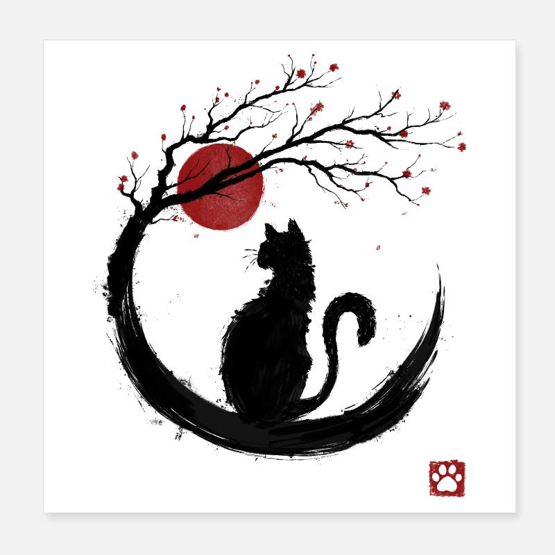 Sakura Neko Poster 20x20 cm