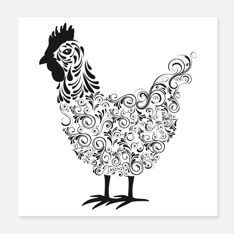 Fans de poulet - Coq - Coq - Poulet fleur - Bio Poster 20 x 20 cm