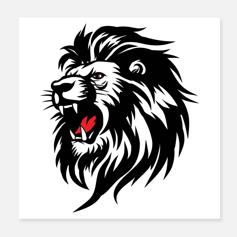 Silhouette de lion rameur avec langue rouge Poster 20 x 20 cm