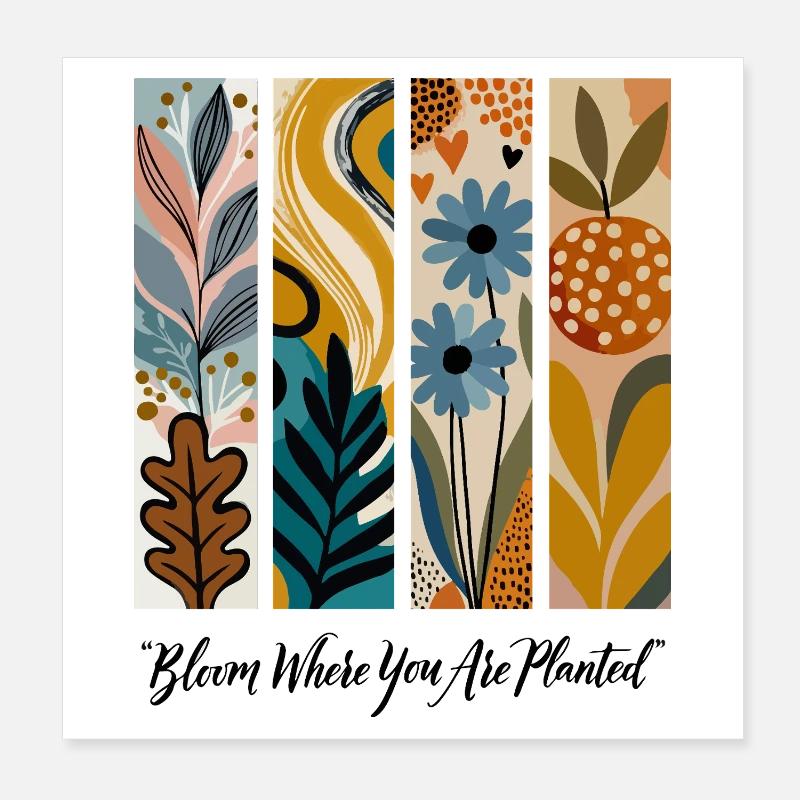 Blühende Botanische Panel-Collage Poster 20x20 cm