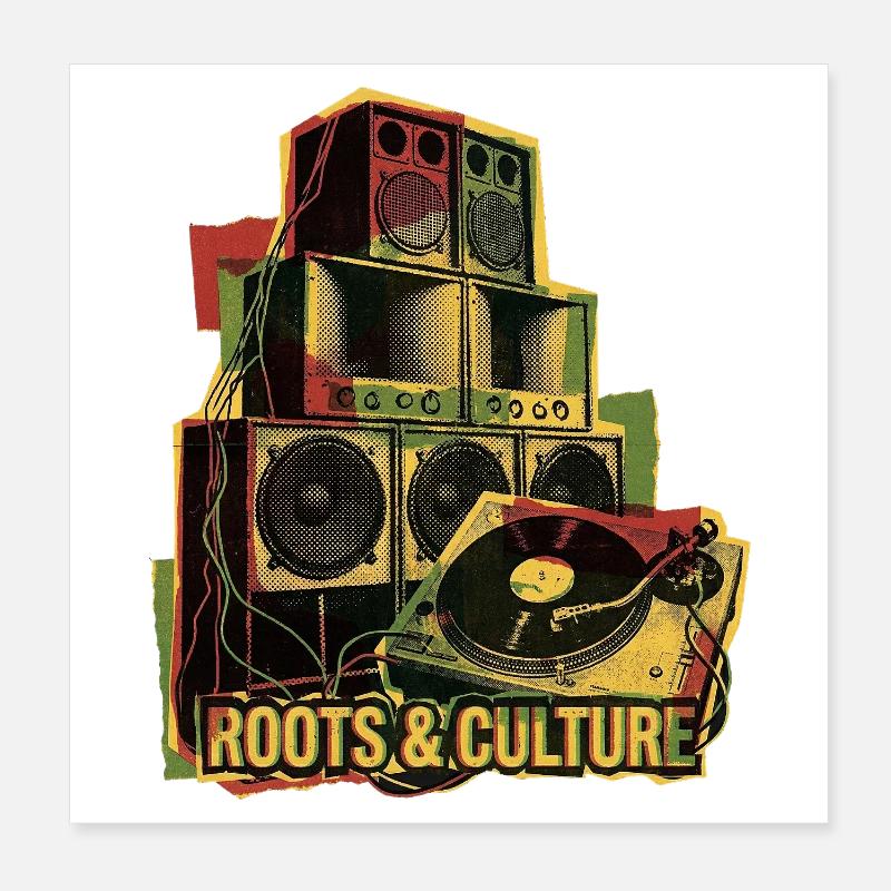 Roots Reggae Dub Soundsystem Poster 8" x 8" (20x20 cm)