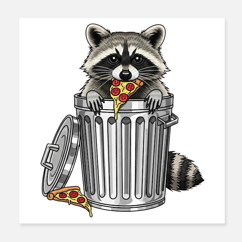 Raccoon Pizza Dash Poster 8" x 8" (20x20 cm)