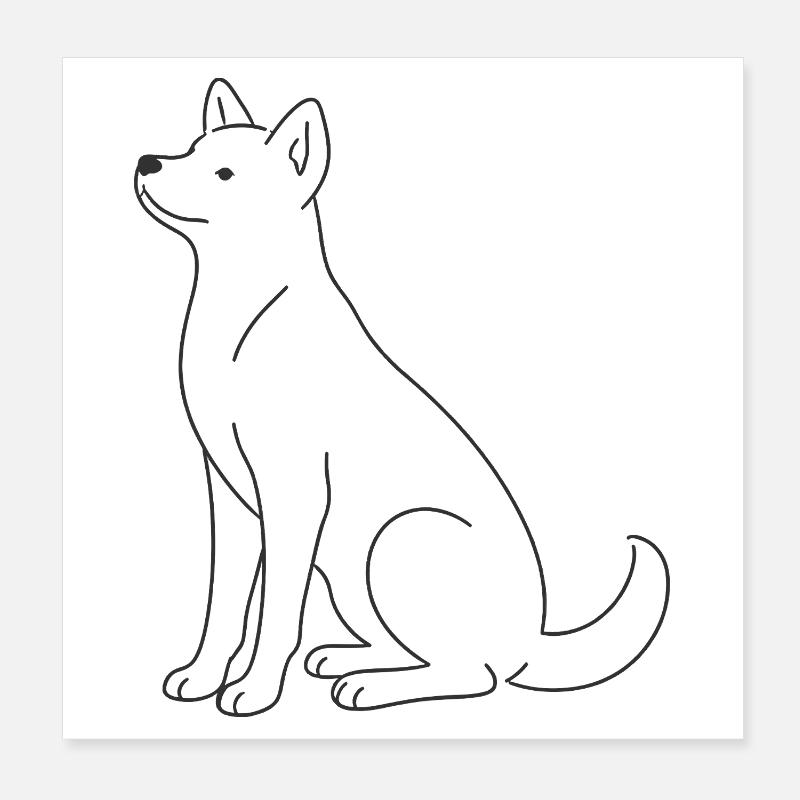 Art de ligne de chien Design minimaliste d’animaux de compagnie Poster 20 x 20 cm