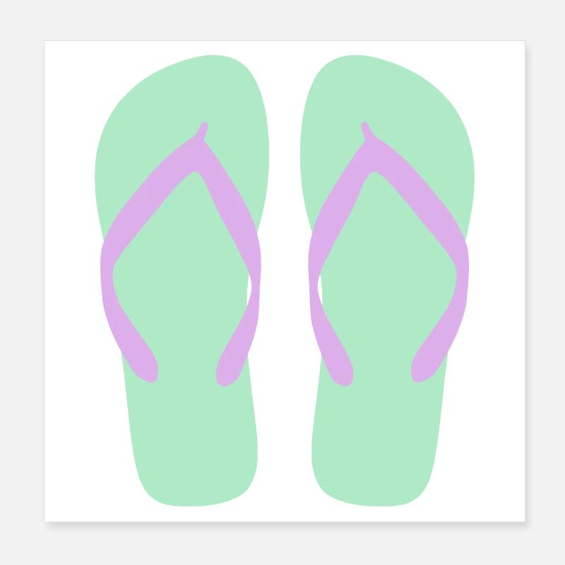 Mint Flip Flops Lavender Straps Poster 8" x 8" (20x20 cm)