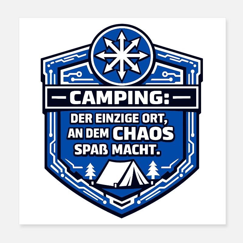 Camping Camper - Chaos macht spaß Poster 20x20 cm