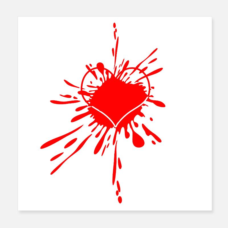 Heart Splash Splatter Art Poster 8" x 8" (20x20 cm)