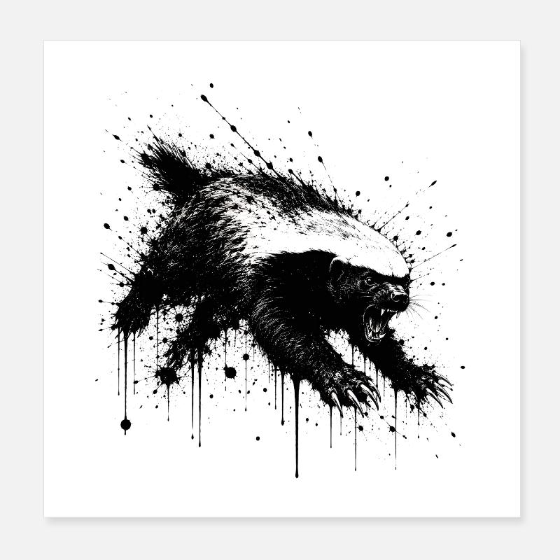 Honey Badger Splatter Poster 8" x 8" (20x20 cm)