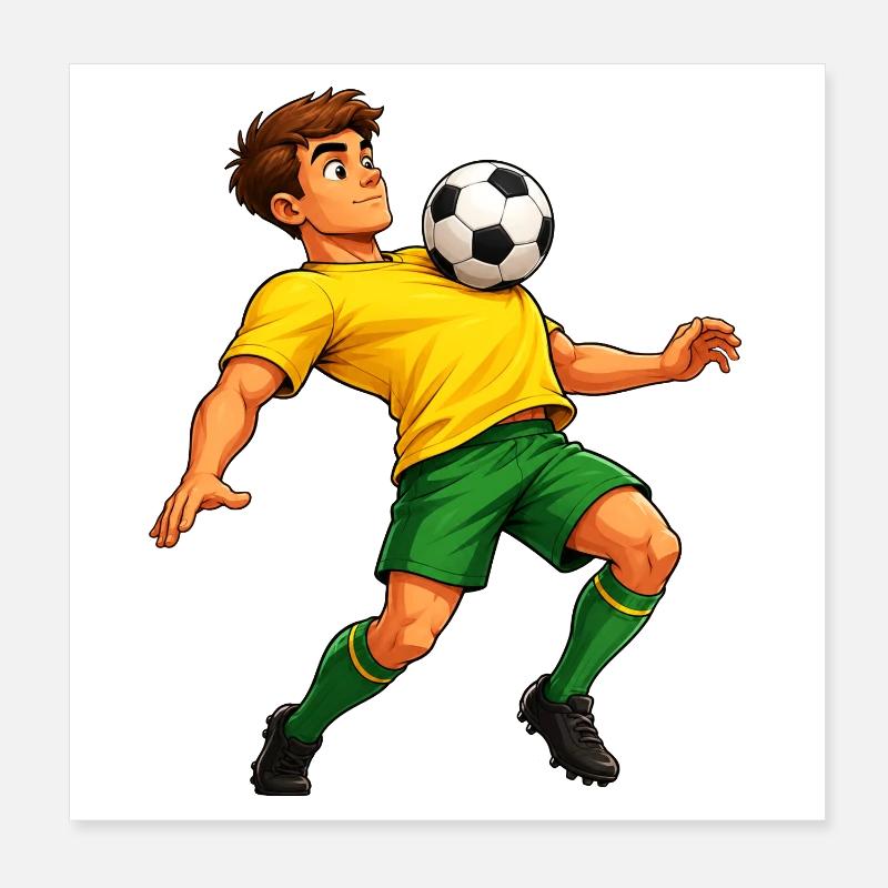 Fußball auf der Brust Poster 20x20 cm
