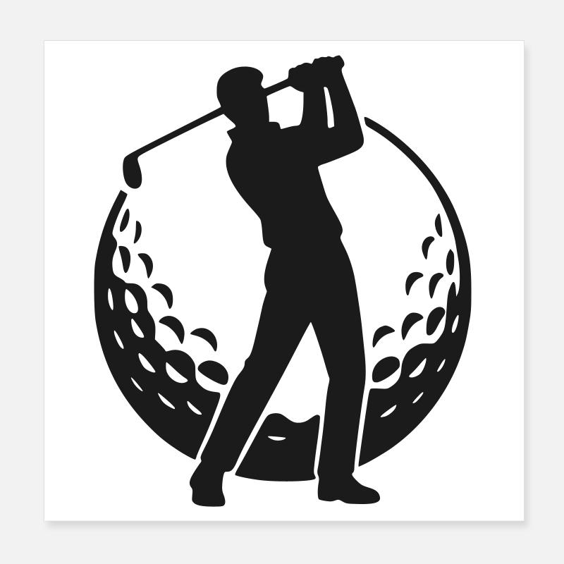 Golfer silhouette in golf ball - Golf Poster 8" x 8" (20x20 cm)