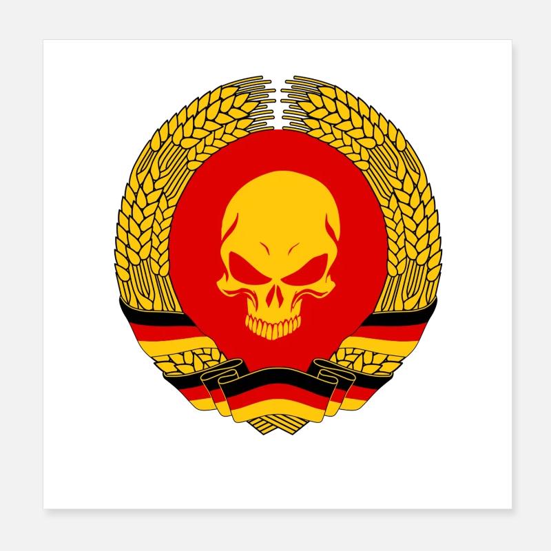 GDR Skull East Germany Gift Flag Poster 8" x 8" (20x20 cm)