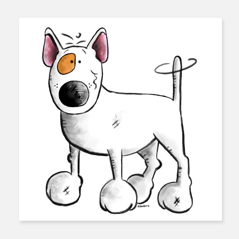 Drôle Bull-Terrier - Chien - Comique Poster 20 x 20 cm