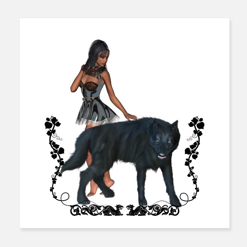 Mit dem Wolf umwerfend Poster 20x20 cm