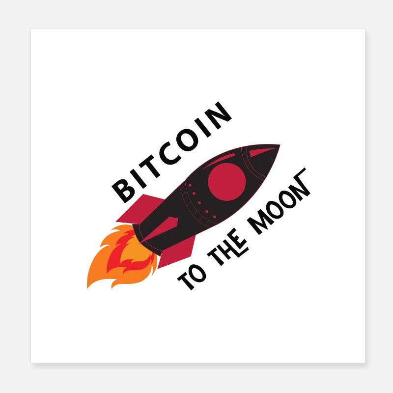Bitcoin Rakete Mond Poster 20x20 cm