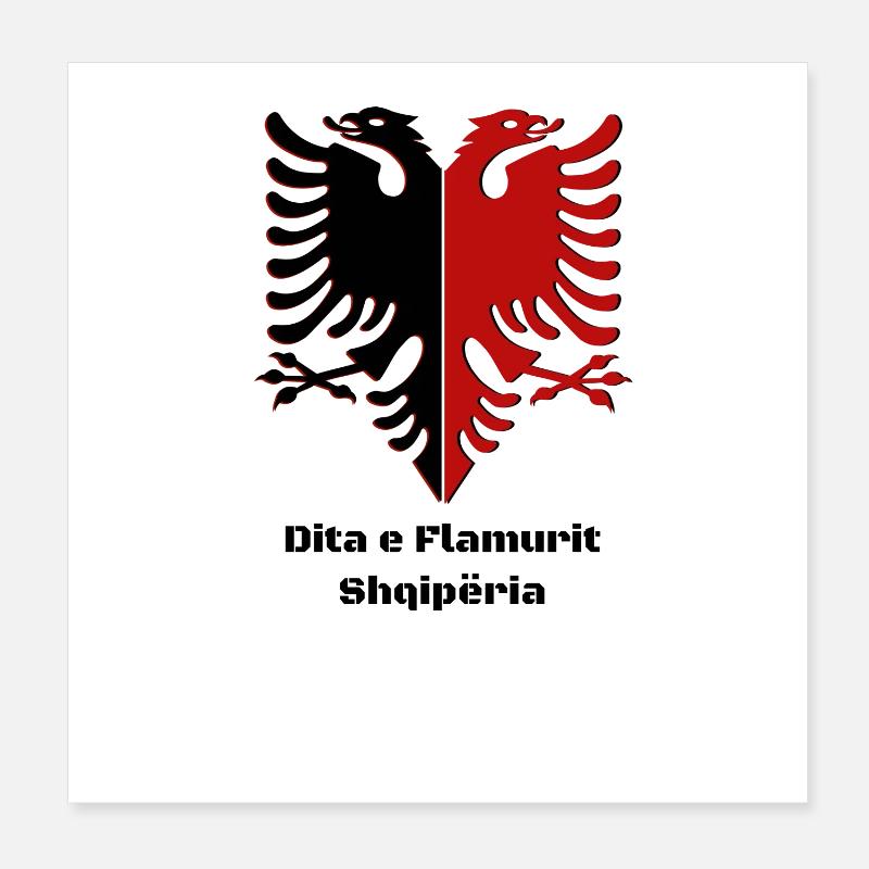 Aigle albanais Drapeau de l’Albanie " Dita e Flamurit » Poster 20 x 20 cm