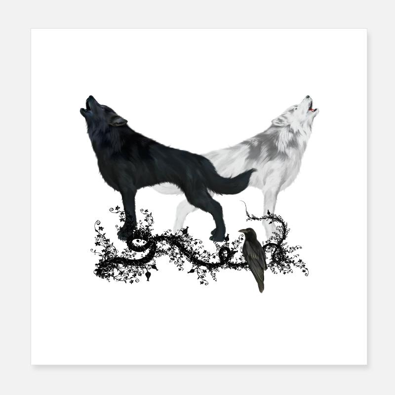 Erstaunlicher Schwarzweiss-Wolf Poster 20x20 cm