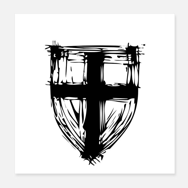 Bouclier de protection avec croix Poster 20 x 20 cm
