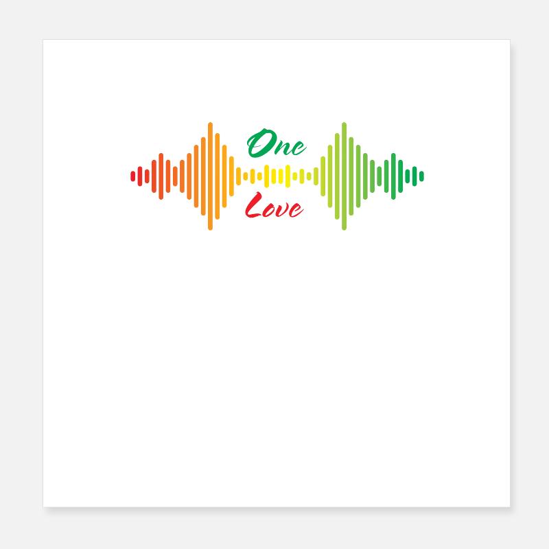 One Love Rainbow Soundwave Poster 20x20 cm