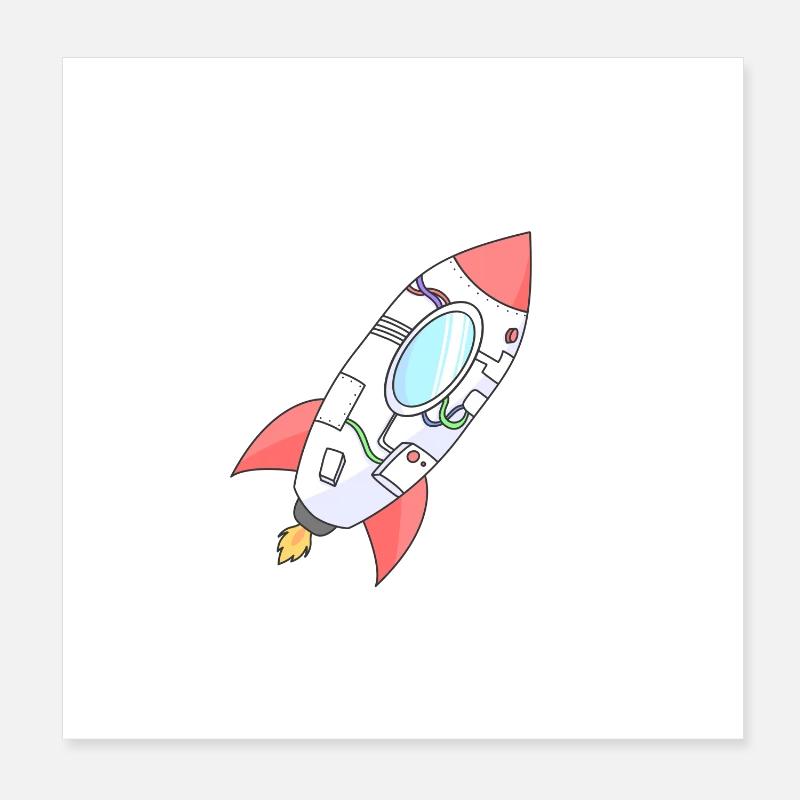Colorful rocket in orbit Poster 8" x 8" (20x20 cm)