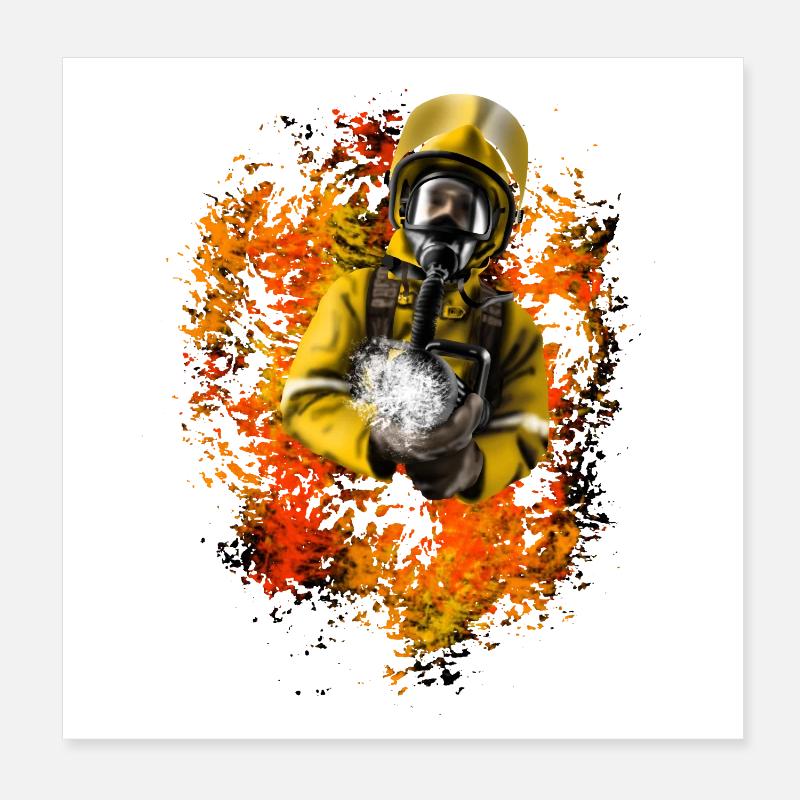 pompier Poster 20 x 20 cm
