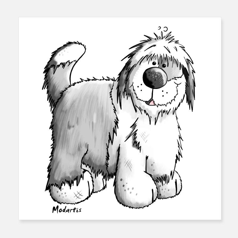 Bobby der Bobtail Poster 20x20 cm