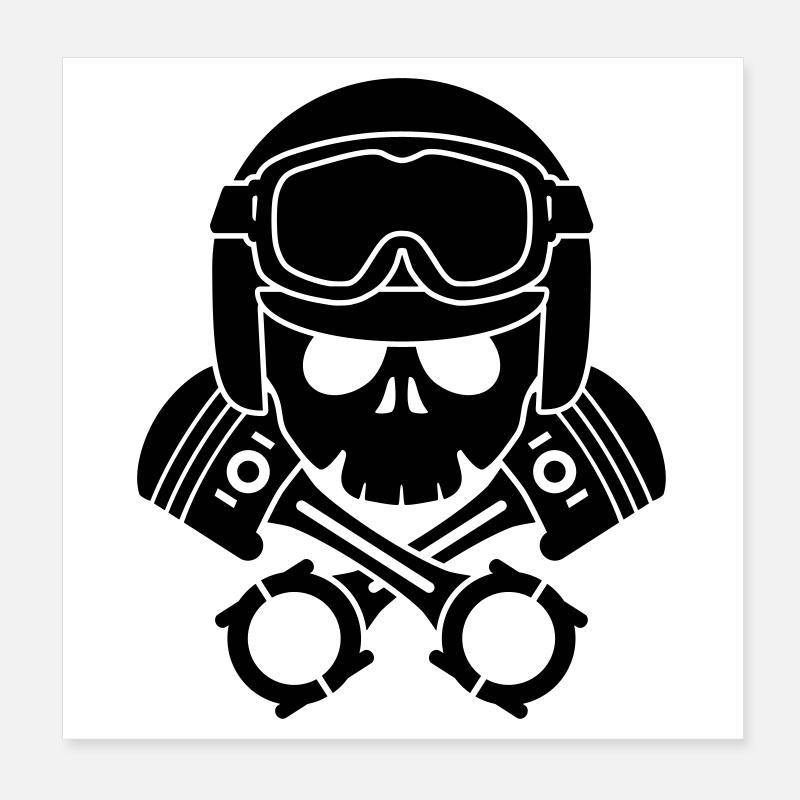 kolben schädel helm Poster 20x20 cm
