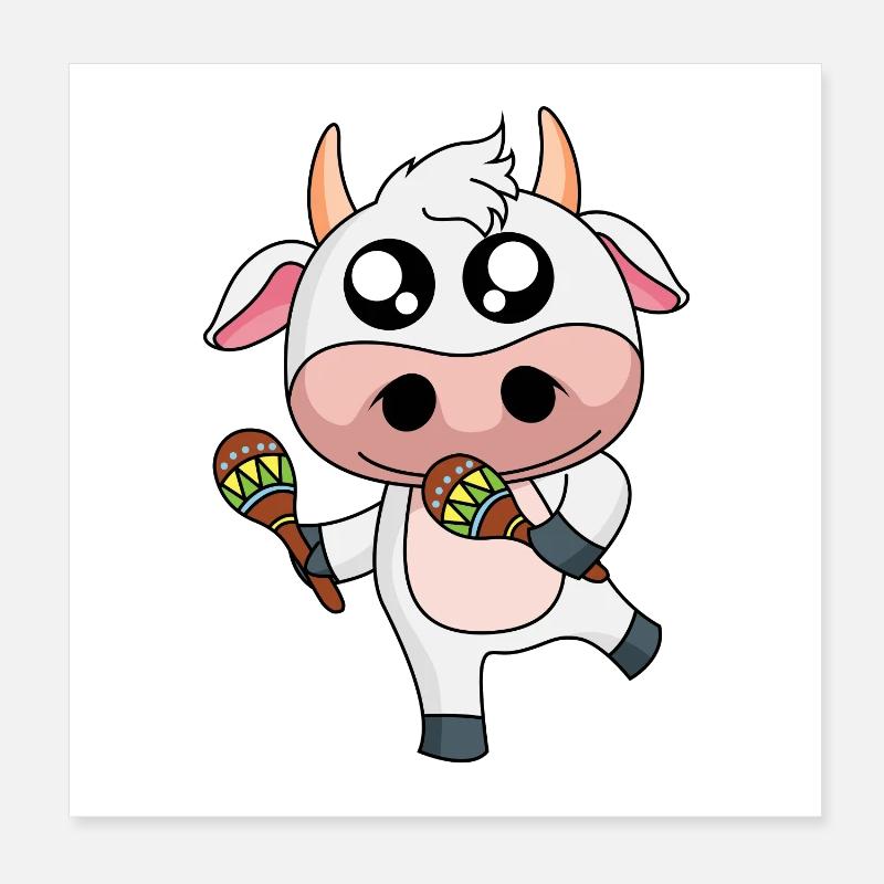 Salsa Dancing Dairy Cow Poster 8" x 8" (20x20 cm)
