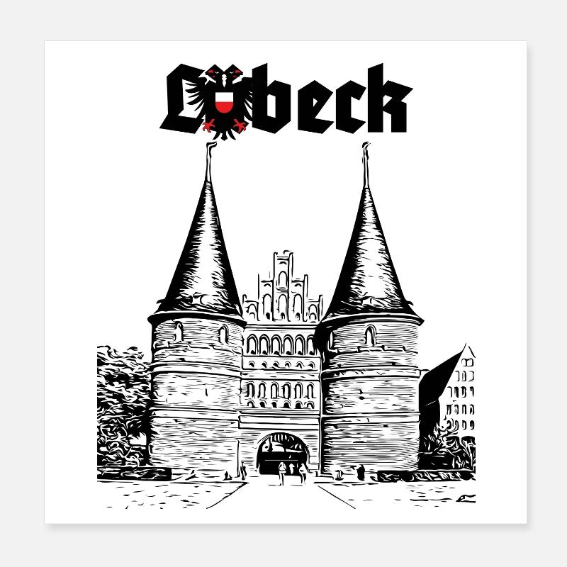 Lübeck - Holsten Gate Poster 8" x 8" (20x20 cm)
