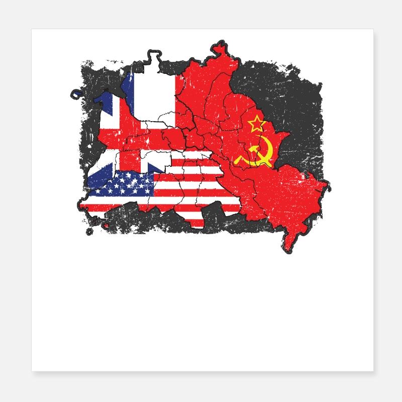 Secteurs de division de Berlin 1945 Poster 20 x 20 cm