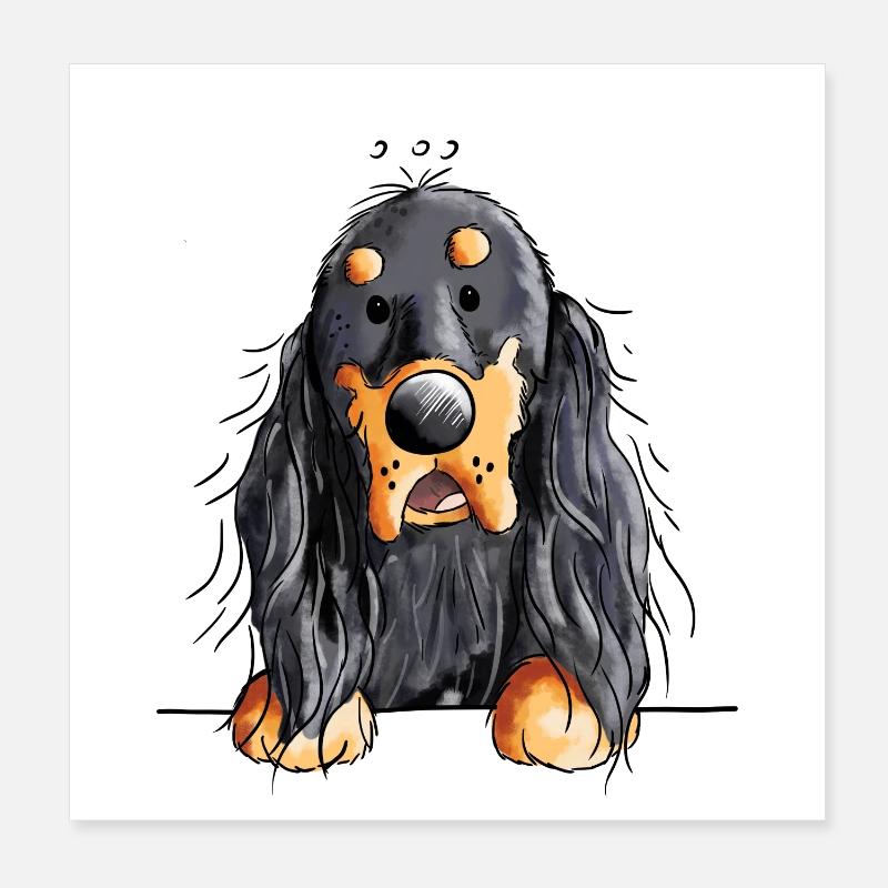 Gordon Setter - Hund - Dog - Comic Poster 20x20 cm
