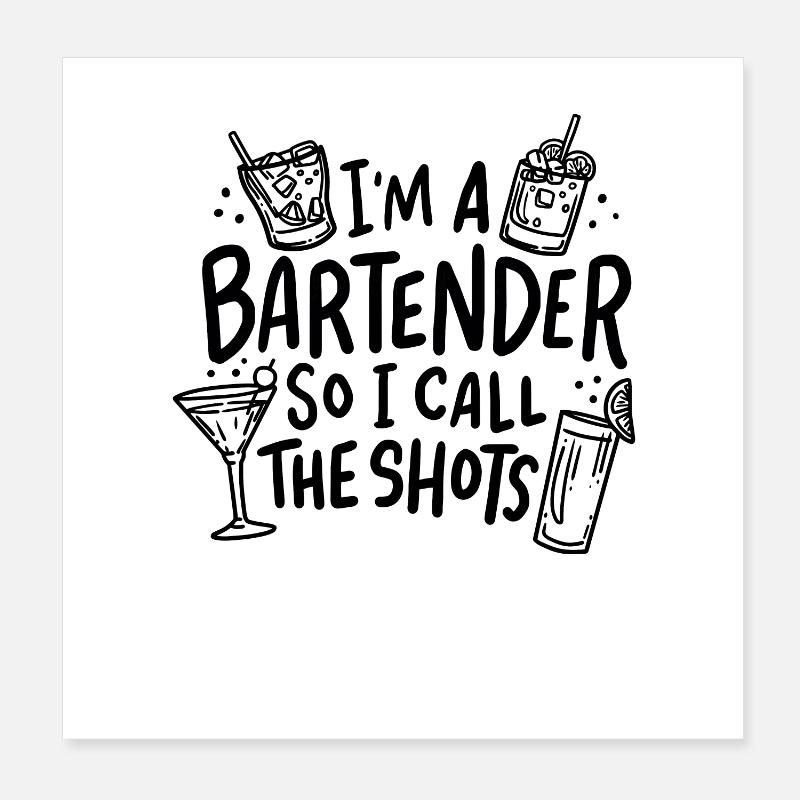 Barkeeper Kellner Drinks Poster 20x20 cm