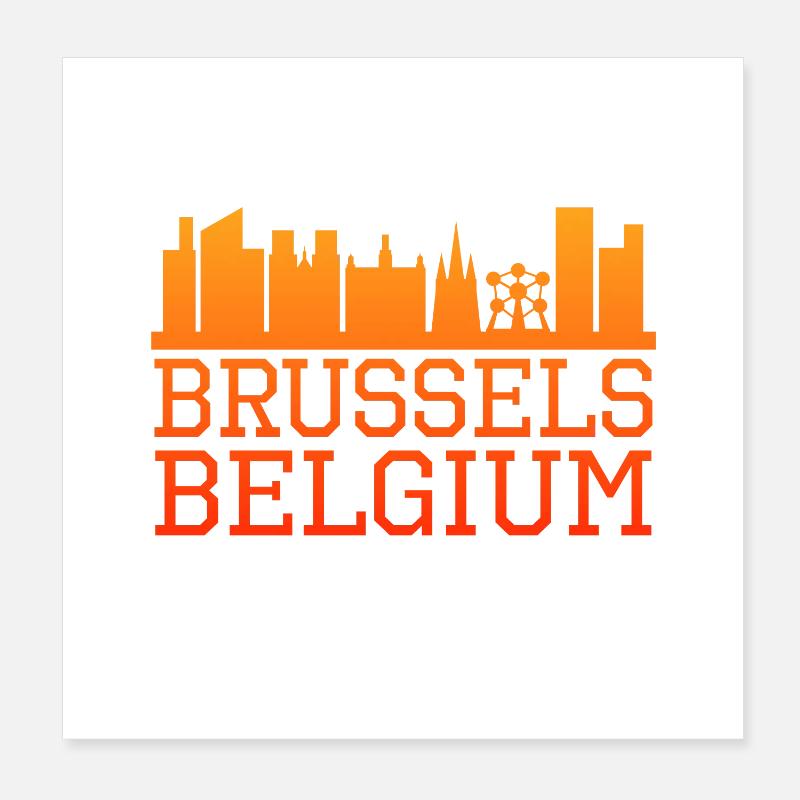 Brüssel Skyline Silhouette Design Poster 20x20 cm