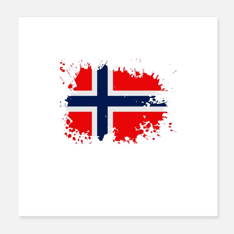 Norwegen Flagge Spritzer Poster 20x20 cm