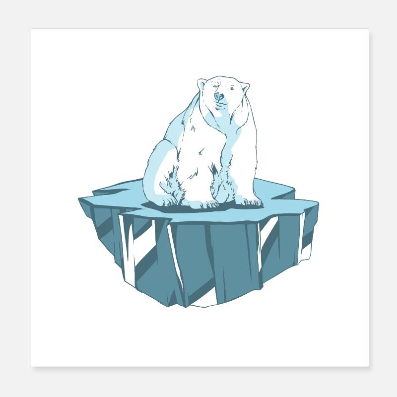 Polar bear on ice floe Poster 8" x 8" (20x20 cm)