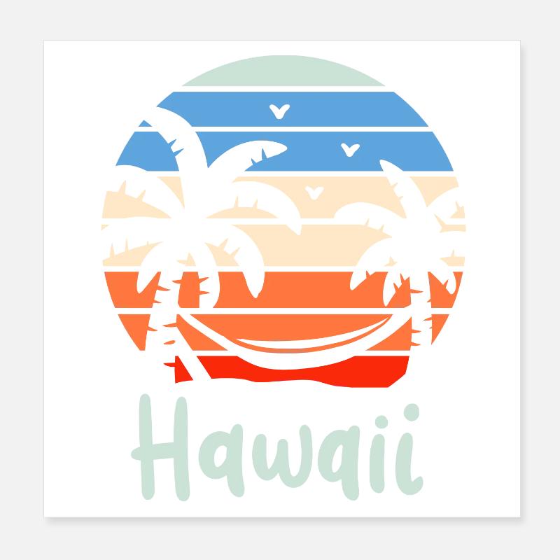 Hawaï Rétro Poster 20 x 20 cm