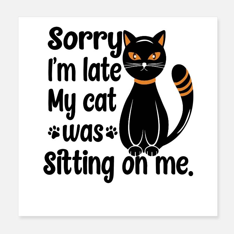 Schwarze sitzende Katze Poster 20x20 cm