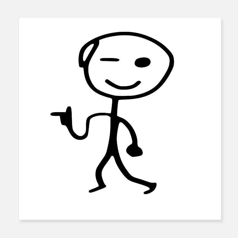 Strichmännchen cool man Poster 20x20 cm