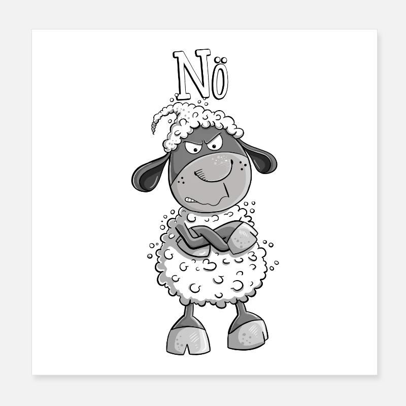 Nö Schaf I Nein Statement Comic Tiermotiv Fun Poster 20x20 cm