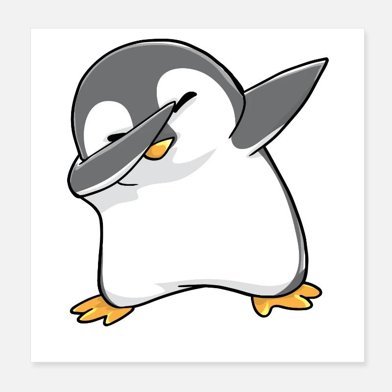 Pingouin Dabbing Kawaii doux Poster 20 x 20 cm