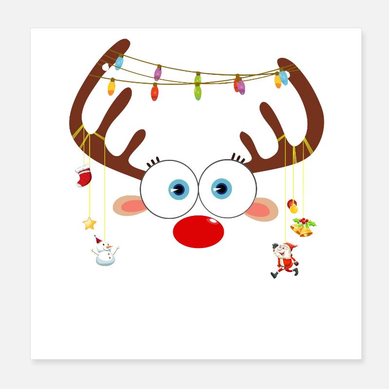 Noël de renne Poster 20 x 20 cm