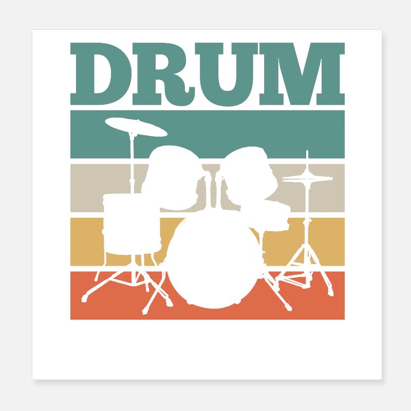 Drummer Drums Retro Poster 20 x 20 cm