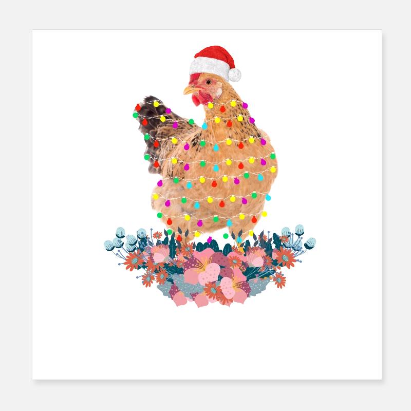 Poulet Joyeux Noël Poster 20 x 20 cm