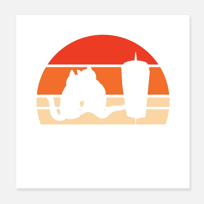 Conception stylisée de chat et de fenêtre de bureau Poster 20 x 20 cm