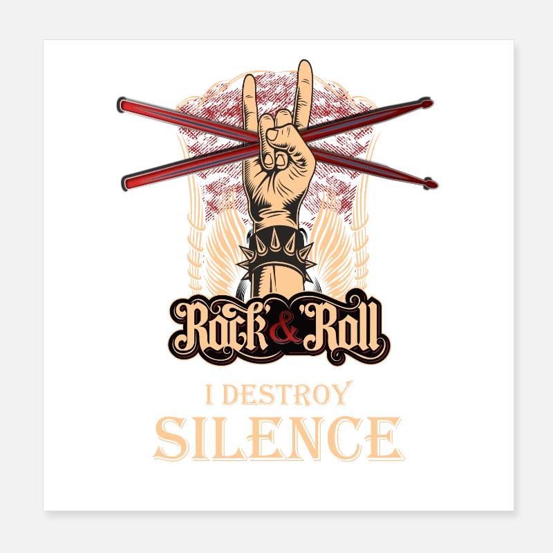 I destroy Silence, Drummer Schlagzeuger Schlagzeug Poster 20x20 cm