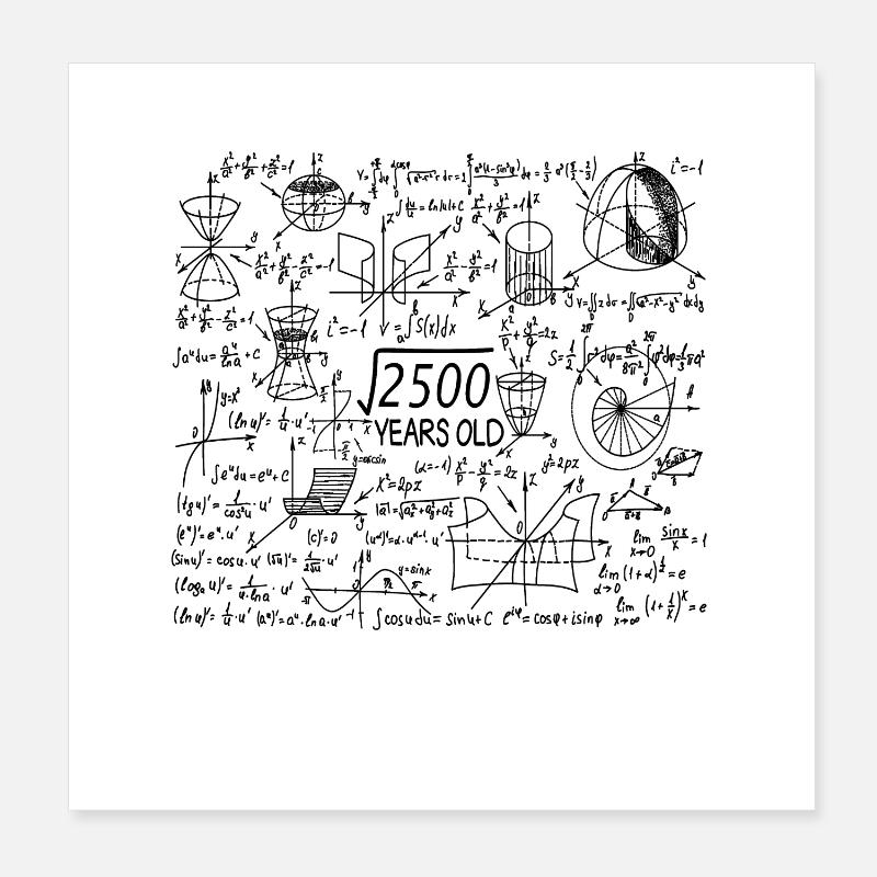 50 Geburtstag Mathelehrer Poster 20x20 cm